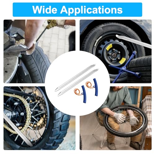 2 PcsTire Spoons, 11.8 InchTire Iron Set, Heavy Duty Tire Levers Bars, Motorcycle Tire Changing ToolsTire Irons, tTire Changing Spoons for Motorcycles Cars Dirtbike, with 2 Protective Covers
