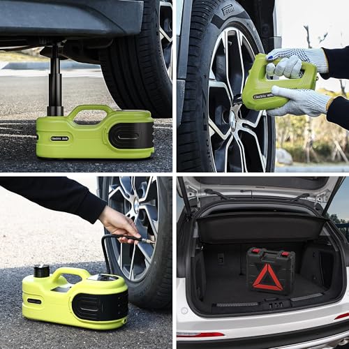 Electric Car Jack Kit 5T 12V Hydraulic Tire Jack with Double Cylinder Air Pump & LCD Touch Screen & Impact Wrench Portable Car Lift for Tire Changes and Roadside Emergencies - color: Upgrade Double Air Pump