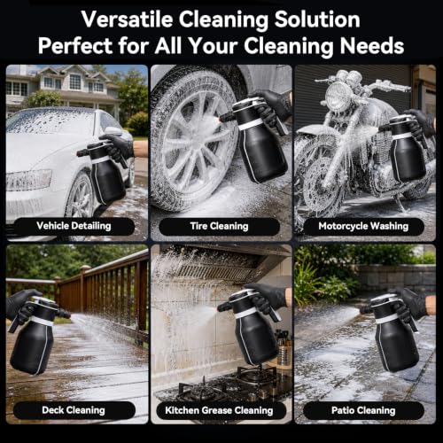 Electric Foam Sprayer, 2L/68oz Portable, Rechargeable Cordless | Automatic Foam Sprayer, One Button Operation, Leak Resistant, Easy to Clean, for Car Wash Detailing, Garden, Home Cleaning