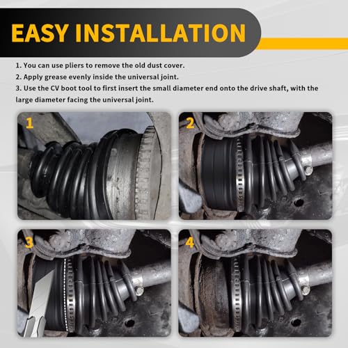 2PCS CV Boot Repair Kit with 4 Tie Rod Boots Clamp & 6 Cable Ties,Thickened CV Axle Boot Repair Kit for Protecting Drive Shafts,Professional Joint Boots Car Accessories