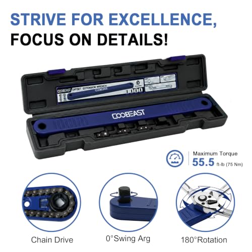 3/8 inch Pro Offset Extension Wrench Impact Wrench Extender Tool Socket Set | Versatile 1/4", 3/8", and 1/2" Square Drive Adapters, Universal Extensions Wrench for Small Tight Spaces Fasteners - color: Blue, size: 16.34inch