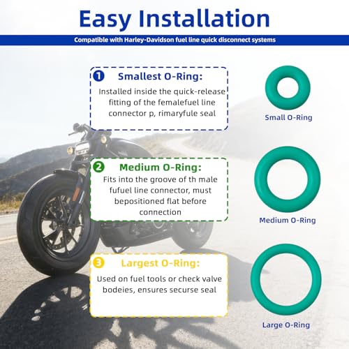 Fuel Line Delphi Quick Disconnect O Ring Kit for 2001+ Harley Davidson | Replacement Seals for EFI Bikes, Includes Fuel Tank and Fuel Line O-Rings, 2 Sets 6 O-Rings