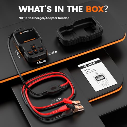 ANCEL BT310 12V 24V Car Battery Tester, Lead-Acid & Lithium Battery Load Tester for 100-2000 CCA, Test Automotive Battery Health, Cranking & Charging System for Car Truck Motorcycle RV ATV Boat & More