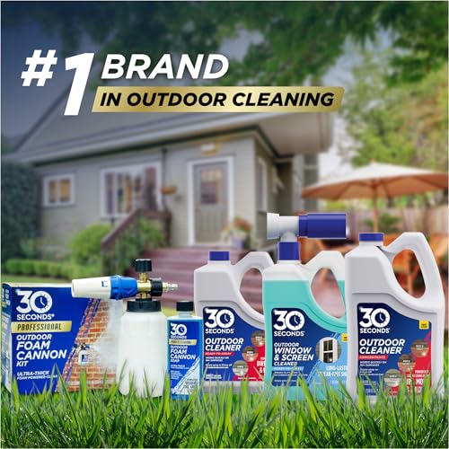 30 SECONDS Foam Cannon Kit – Pressure Washer Sprayer + 8 fl. oz. Soap – Foaming Cleaner for Siding, Decks, Driveways & Outdoor Surfaces