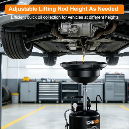 Upgraded Design Waste Oil Drain Tank, Pneumatic Oil Drainer, Oil Lift Drain and Extractor,Air Operated Drainer for Oil Change (Black-5702) - color: Black-5702