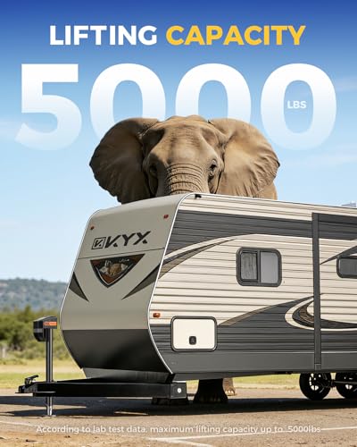 KYX Electric Trailer Jack 5000lb with Remote, with Crank Handle & Cover | KYX Electric Trailer Jack 5000lb with Remote, 9.84“-33.85“ Lift with Jack Cover for RVs & Travel Trailers, Black - size: 5000lb