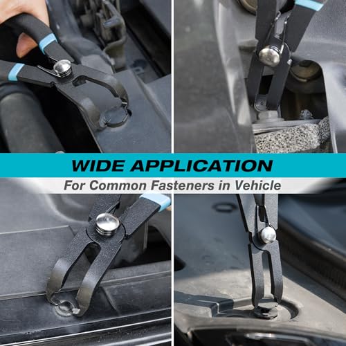 DURATECH Push Pin Pliers Set with 30 Degree and 80 Degree Offset Jaws | 2-Piece Rivet Removal Tool, Spring Loaded, Plastic Spraying, Remove Trim Plastic Fasteners, Rivets, Clips