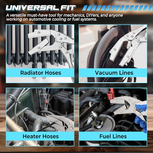 NATGAI 10" Radiator Hose Clamp Set, Heavy Duty Self-Locking Pinch Off Pliers, Universal for Automobile Radiator Pipes, Fuel Hoses, Water & Vacuum Lines, Pipe Sealing Lock Tool (4 Pack) - size: 4 Pack