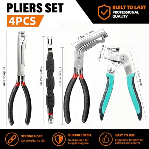 Burmong 4 Pieces Automotive Electrical Disconnect Pliers, Disassembly Tools, Auto Electrical Disconnect Pliers Set, Clip Removal Tool, Car Clip Removal Tool