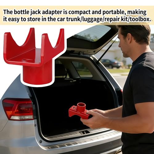 SUNJIKA Bottle Jack Axle Adapter for 2-4 in Round and 2 in Square Axles - color: red