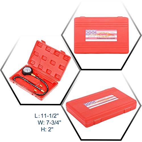 JIFETOR Oil Pressure Tester Kit, Professional Engine Diagnostic Test, 100PSI Pressure Gauge Tool with Hose Adapter for Truck Car ATV - color: Red Case