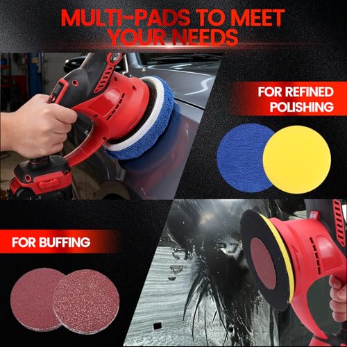 Cordless Car Buffer Polisher Kit with 2Pcs 2.0AH Batteries, Dual Action Polisher, 6 Variable Speed Waxer for Car Detailing, Scratch Removal, Car Buffing & Polishing