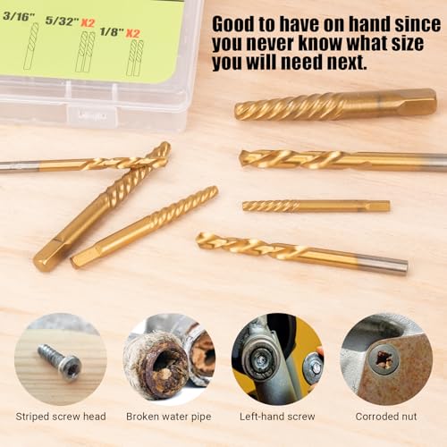 Screw Extractor Set, 14PCS Left-Hand Drill Bit Set, Stripped Screw Extractor Set, Easy Out Bolt Extractor Kit for Removing Damaged Screws, Broken Bolts, Studs - size: 14 Pieces