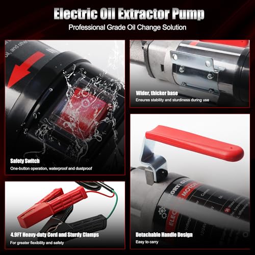 Oil Change Pump, 3.2 GPM Oil Extractor Pump 24V 100W Oil Transfer Pump Includes 10FT Steel Wire Hose, Portable Handle Design, Suitable for Engine Oil, Transmission Oil - color: Pump+Hose