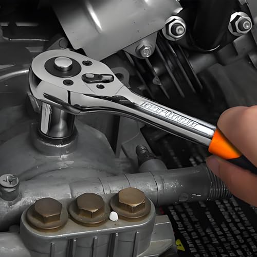 CARTMAN 11-Piece 1/4 Inch Ratchet Socket Wrench Set, 5-13mm Socket Kit Rack | Compact ratchet socket wrench set with quick release handle, extension bar, and 5-13mm sockets for repairs assembly, and DIY.