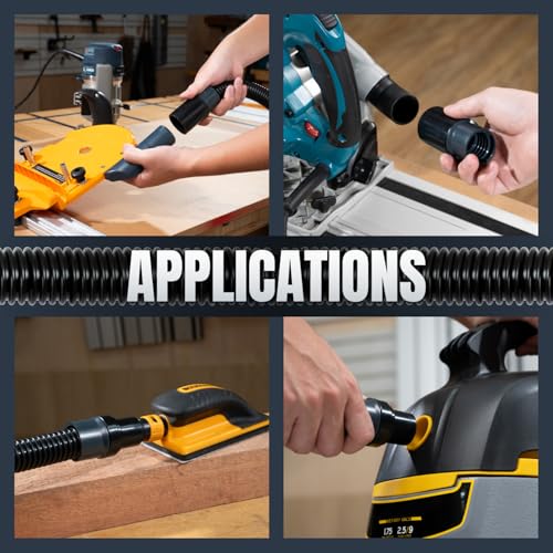 POWERTEC 70347 10 Ft. Dust Collection Hose Kit with 5 Fittings for Woodworking Power Tools Home and Wet/Dry Shop Vacuums