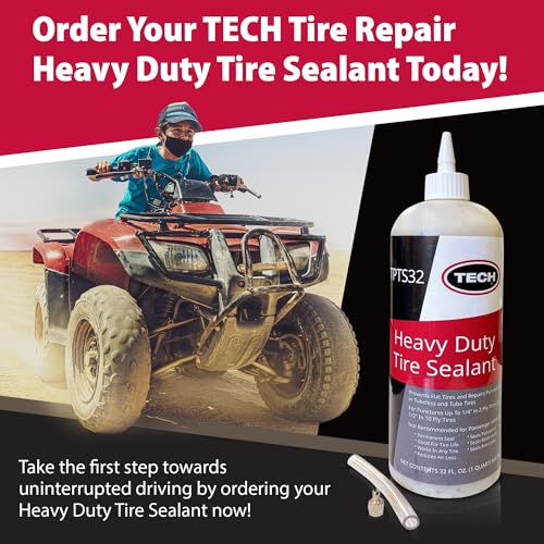 TECH Heavy Duty Tire Sealant - Preventing Flats & Sealing Punctures up to 1/2 Inch, Repairs Leaks in Tubeless Systems & Rims, Ideal for Off-Highway Use, Tube & Tubeless Tire Sealant Puncture Repair