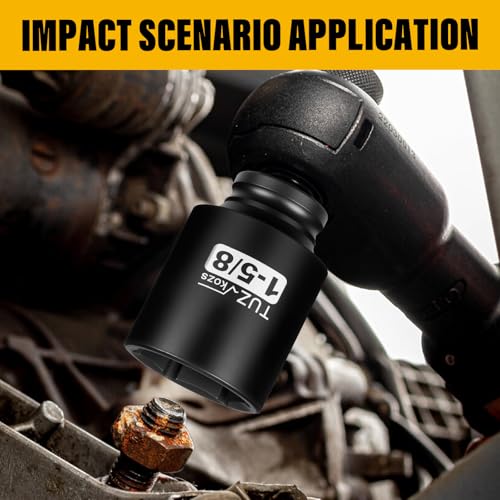 1/2 Inch Drive 1-5/8 Inch Deep SAE 6 Point CR-MO Impact Socket | Radius Corner Design,Square Chamfered Opening,Axle Nut Impact Grade Socket for Easy Removal - size: 1/2” Drive 1-5/8 Deep, style: 1/2" Drive Deep Socket