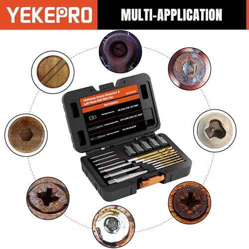 19 Pcs Bolt & Screw Extractor Set, HSS-424 Spiral Extractor, CR-MO Left Hand Drill Bit Set, S2 Spline Easy Out Kit for Removing Broken, Stripped, Frozen, Rusted, Rounded-Off Bolts, Nuts & Screws - size: 19PCS