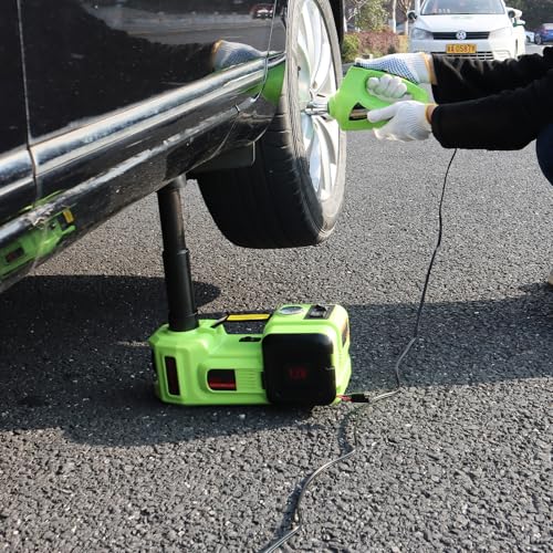 Electric Car Jack Kit 5Ton 12V Car Jack(Lifting Range: 6.1~20.86 inch) with Impact Wrench Tire Inflator for SUV MPV Sedan Truck Change Tires Garage Repair and Emergency Tire Change - color: Jack+Wrench+Air Pump