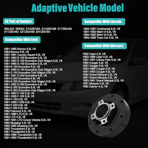 AULINK 594-024 Harmonic Balancer Crankshaft Pulley 4.2L 5.0L 5.8L V8 | For Ford F150,F250,F350,Mustang,Thunderbird,Custom,E150 E250 E350 Econoline For Lincoln Town Car, Continental