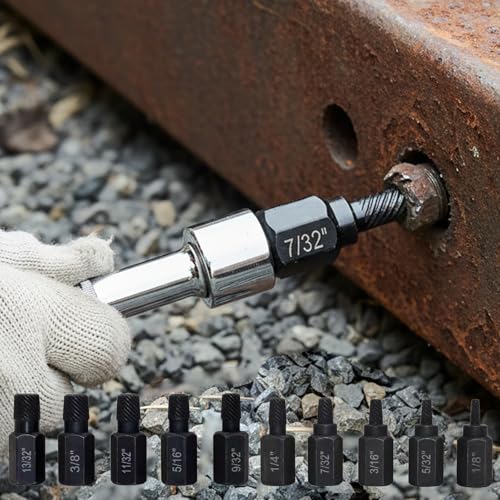 10PCS Screw Extractor Set for Broken Bolts and Screws, Hex Shank Damaged Screw Remover, Professional Bolt Removal Tool Kit