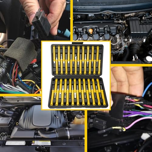 41 Pcs Terminal Pin Removal Tools with Blow-Molded Case - Electrical Pin Removal Tools Automotive Depinning Tool Kit for Automotive & Household Devices Most Connector, Yellow - color: yellow