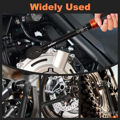 Kerry 3/8 Inch Drive Click Torque Wrench, 5-50 FT.LB/6.8-67.8 Nm, ±3% High Accuracy, Dual Range Scales, Clearly Graduated, Eeasy Read, Hardened Alumium Alloy, 72 Tooth Click Torque Wrench for Bike - size: 5-50FT.LB, style: 3/8"