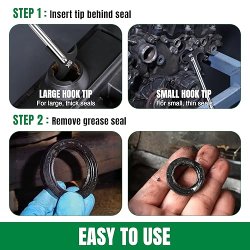 SK Seal Puller with 2 Extra Blades, Includes Straight & Offset Hook | Heat Treated Steel, Dual Hook Tips for Oil and Grease Seal Removal, for Cars, Suvs, Light Trucks and Motorcycle