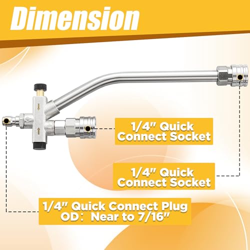 Tool Daily Pressure Washer Foam Cannon with Dual Connector, 1.5 Liter | Adjustable Soap Cannon with M22-14mm and 1/4” Quick Connect Fittings, Wide Mouth, Additional Orifice Nozzle 1.1mm, 3600 PSI - color: Grey, Yellow