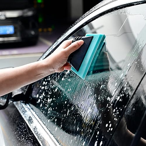 FOSHIO Blue Small Squeegee, Non-Slip Handle Rubber PPF Squeegee for Window Cleaning, Shower Glass Door, Car Windshield, Vinyl - color: Blue