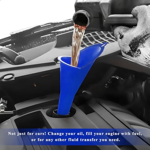 Oil Funnel, Flexible Multi-Function Automotive Oil Funnel, Spill-Proof Plastic Long Neck Engine Funnel Set for Gas Lubricants Water Diesel Fuel Kerosene, Car Accessories (Blue) - color: Blue, 1 PC