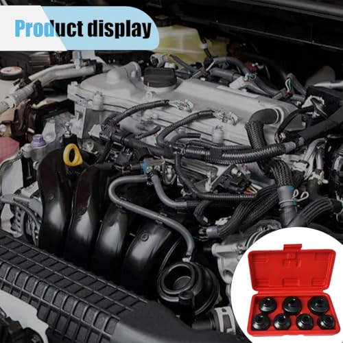 LAINLOY 7PCS 3/8" Drive Oil Filter Socket Set, Cap Wrench Removal Tool Kit Includes 24, 27, 29,30, 32, 36, 38mm, Metric Oil Filter Wrench Remover Installer Tool Set for Mercedes Benz
