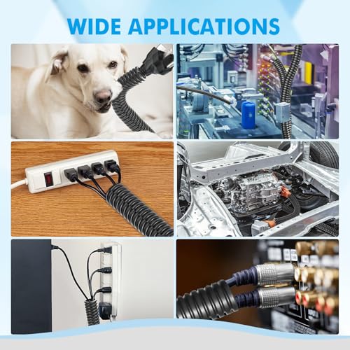 Automotive Wire Loom Flame Retardant Split Wire Loom Tubing Assortment Wiring Loom Kit Plastic Cover Electrical Covering Conduit Protective Wire Wrap Cable Sleeves Black 1/4" x 125 Ft - size: 1/4" x 125 ft