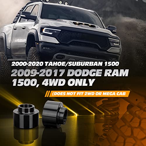 Dynofit 2" Rear Leveling Lift Kits for 2009-2026 Dodge Ram 1500 4WD 2WD, 2000-2020 Tahoe Suburban 1500, Raise 2 Inch Back Lift Spacers for Ram1500 4X4 Suspension - size: 0 inch Front + 2 inch Rear