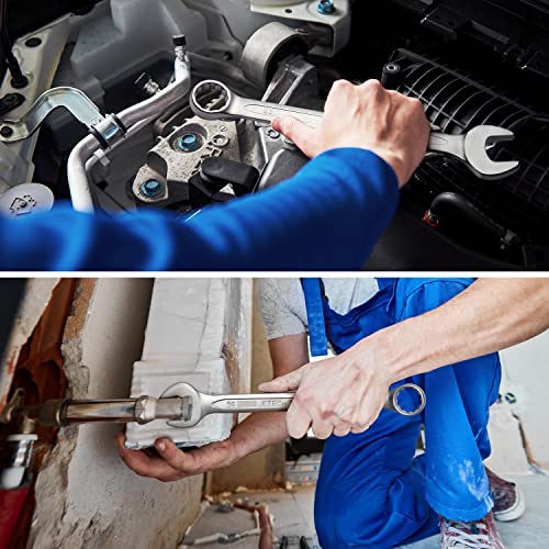 Jetech 29mm Combination Wrench, Metric 12-Point Chrome Vanadium Steel Spanner, Industrial Grade with 15-Degree Offset, Sand Blasted Finish, Heat-Treated Forged Tool - size: 29mm