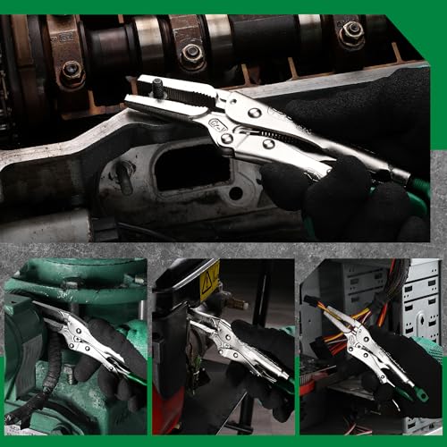 SK 6.5" Long Nose Locking Pliers, Vice Grips, Premium CR-V Steel | Vise Grip Pliers, Nickel-Plated Finish, Ergonomic Anti-slip Handle, Ideal for Welding or Assembly - size: 6.5"