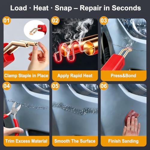 1000 pcs Plastic Welder Staples, 4 Types 0.8mm Wave/Flat/V & 0.6mm M Hot Staples Kit for Car Bumper Repair, Crack Fix, Auto Body Dashboard, Hot Stapler Plastic Welding Staples - SCTOEAI