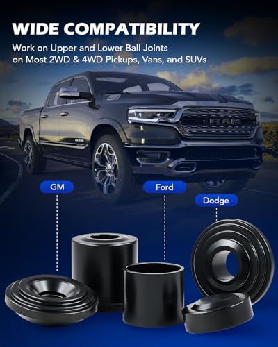 OMT 26pc Ball Joint Tool Kit, Ball Joint Removal Kit, Press & Separator | Tie Rod End Tool Set, Receiving Tubes, for GM Chevrolet Ford Dodge 2WD 4WD, Forged Steel, for SUV Car Light Truck