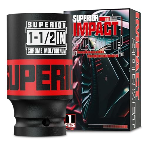 1/2" Drive Impact Socket, 1-1/2 Inch Deep Socket, SAE, 6 Point, CR-MO, for Automotive Maintaince Truck Tires Jumbo Fasteners - size: 1/2" Drive 1-1/2 Inch Deep