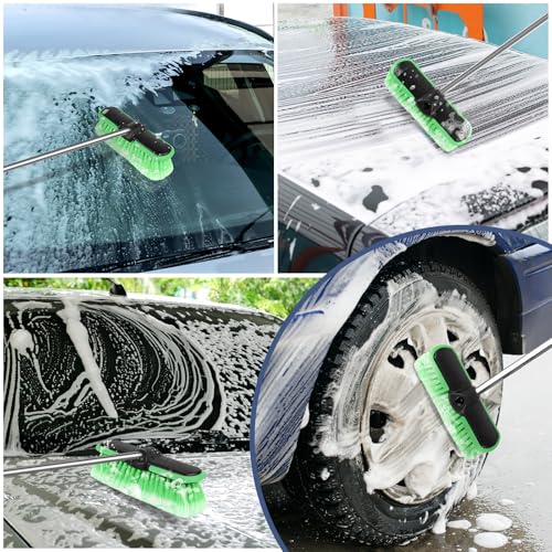 Car Wash Brush Head 10", Soft Bristle Car Cleaning Brush Srub Brush Attachment for Extension Pole, Outdoor Cleaning Tool for Window, Wall, Floor, Deck, Patio (4 Pack) - size: 4 Pack