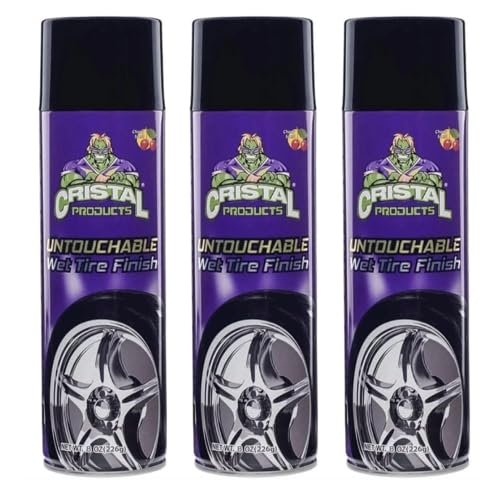 Cristal Products Untouchable Tire Shine Spray – Long-Lasting Wet Tire Finish for Deep Gloss & Protection – Waterproof Tire Shine, Easy Application, Premium Tire Cleaner Shine 8oz (3PK) - size: 8oz-3PK