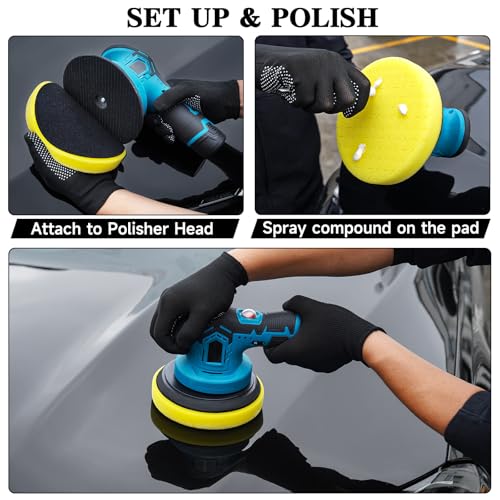 10pcs Polishing Buffing Pads for Drill,6 Inches Car Polishing kit | Car Foam Buffing Sponge Pads Kit with M14 Drill Adapter,Polishing Pad Kit for Car Buffer Polisher, Polishing and Waxing