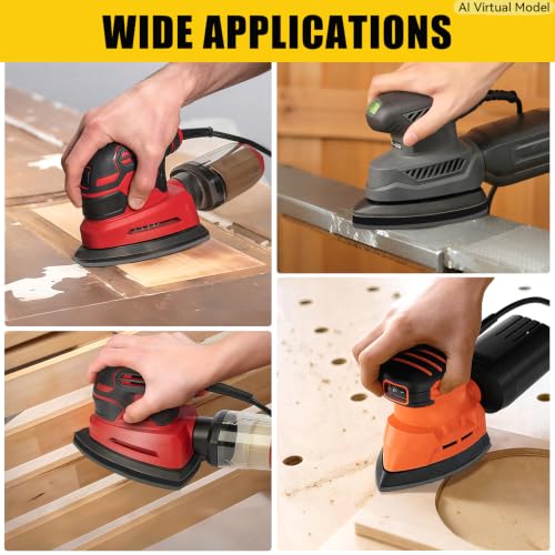 6 Pack 5 Hole Mouse Detail Sanding Interface Pad Hook and Loop, Triangle Sanding Pad, Mouse Sander Sandpaper Backing Pads, Come with 3 Pcs Triangle Sanding Sponge (320 Grits) for Balancing Pressure - size: Mouse 5 Hole - 6 Pack