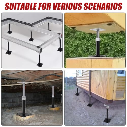 4 Pack 5-8 Inch Adjustable House Floor Jacks, Heavy Duty, 11,000 lb Each | Telescoping Screw Jack Posts Include a Wrench for Temporary Support of Floor Joists, Beams, Porches and Crawl Spaces - size: 5-8 inch