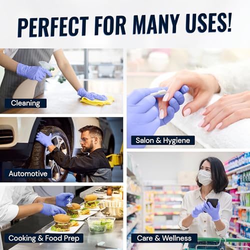 Reli. Nitrile Gloves, Medium | Disposable Gloves (1000 Pack, Bulk) | Powder Free, Latex Free, Food Safe | Single-Use | Premium Nitrile Rubber for Cleaning, Automotive, Salon | Violet Blue/Iris Blue