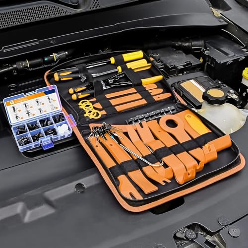 GOOACC 88Pcs Trim Removal Tool, Auto Push Pin Bumper Retainer Clip Set Fastener Terminal Remover Tool Adhesive Cable Clips Removal Kit Car Panel Radio Removal Auto Clip Pliers, Yellow - color: 88Pcs Clips Removal Kit Yellow