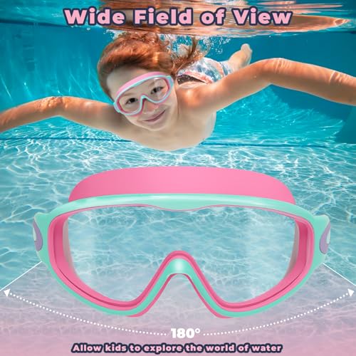 Keary 2 Pack Kids Swim Goggles for 3-15 UV Protection Anti-Fog Pool Water Swimming Goggles for Boys Girls Youth Toddler - color: Pink & Orange