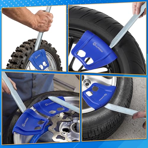 2 12" Tire Iron & 2 Rim Protectors for Dirt Bike Tire Changing, Heavy Duty Steel Tires Spoons Levers, Non Slip Wheel Rim Guard for Motorcycle, Bicycle, Scooter, Bike, Car Tires Repair Remover Tool