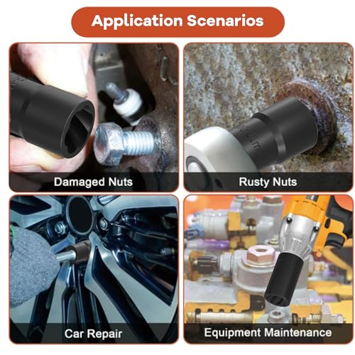 14-Piece 1/2" Drive Large & Deep Lug Nut Extractor Set | 17-36mm – Heavy Duty Socket Kit for Removing Stripped, Damaged, or Rounded Nuts